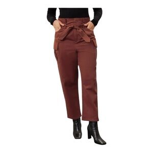 Marissa Webb Paperbag High Waist Cargo Pants in Reddish Brown Twill Size 16